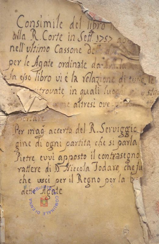 DISTINTA RELAZIONE DELLE PIETRE DURE