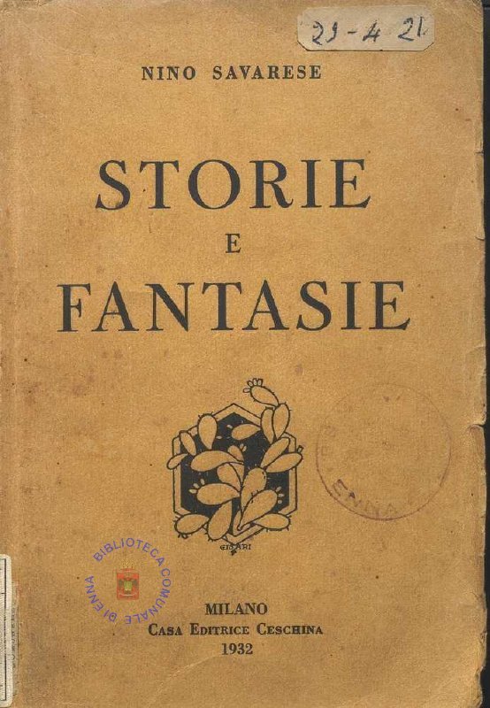 SEZ. SAV. 22 - STORIE E FANTASIE. NINO SAVARESE. 1932