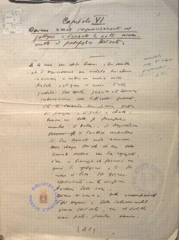 SEZ. SAV.35.1.225 - MANOSCRITTO “GATTERIA”. NINO SAVARESE. 1925