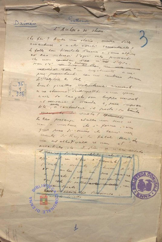 SEZ. SAV. 35.1.226 - MANOSCRITTO “GATTERIA”. NINO SAVARESE. 1925