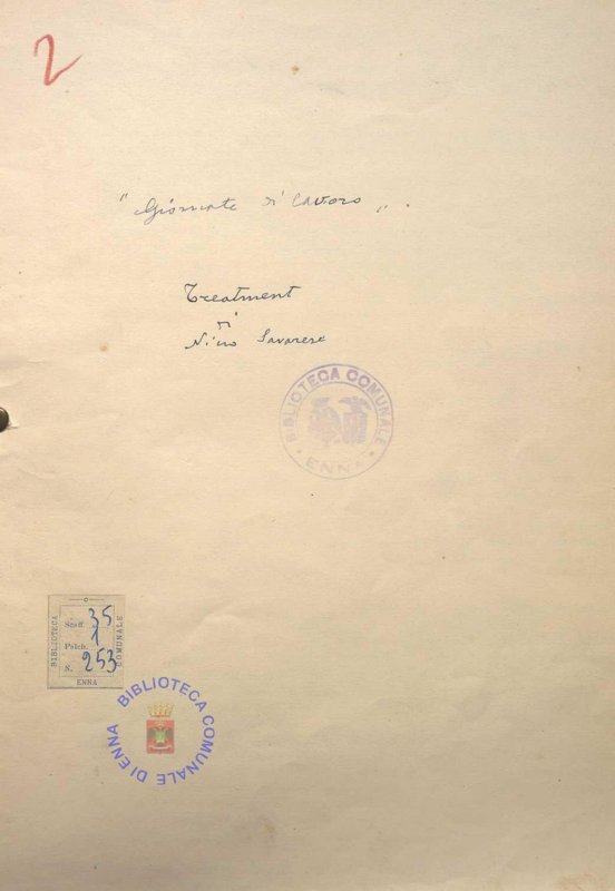 SEZ. SAV. 35.1.253 - GIORNATE DI LAVORO. TREATMENT DI NINO SAVARESE.N. 2