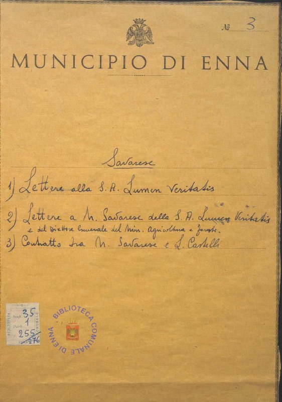 SEZ.SAV. 35.1.255 - LETTEREDOCUMENTI DI NINO SAVARESE