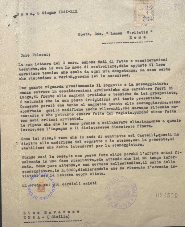 SEZ.SAV. 35.1.257 - LETTEREDOCUMENTI DI NINO SAVARESE