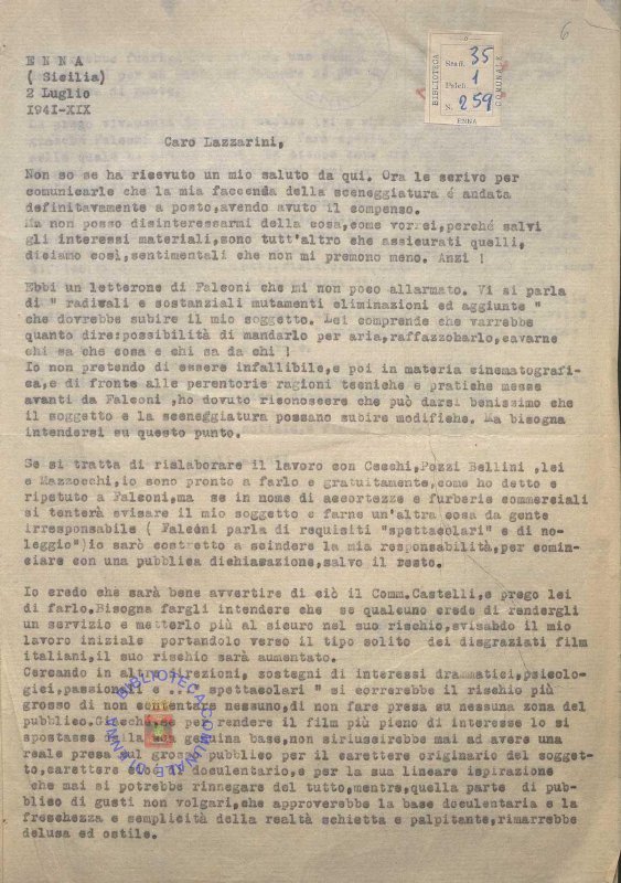 SEZ.SAV. 35.1.259 - LETTEREDOCUMENTI DI NINO SAVARESE