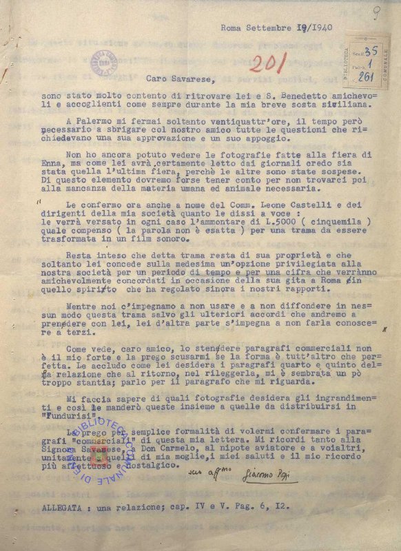 SEZ.SAV. 35.1.261 - LETTEREDOCUMENTI DI NINO SAVARESE