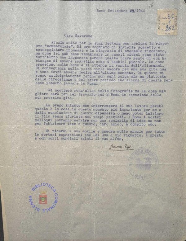 SEZ.SAV. 35.1.262 - LETTEREDOCUMENTI DI NINO SAVARESE