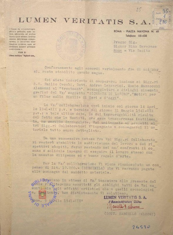 SEZ.SAV. 35.1.270 - LETTEREDOCUMENTI DI NINO SAVARESE