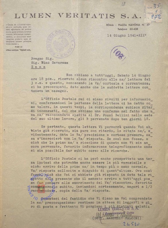 SEZ.SAV. 35.1.272 - LETTEREDOCUMENTI DI NINO SAVARESE