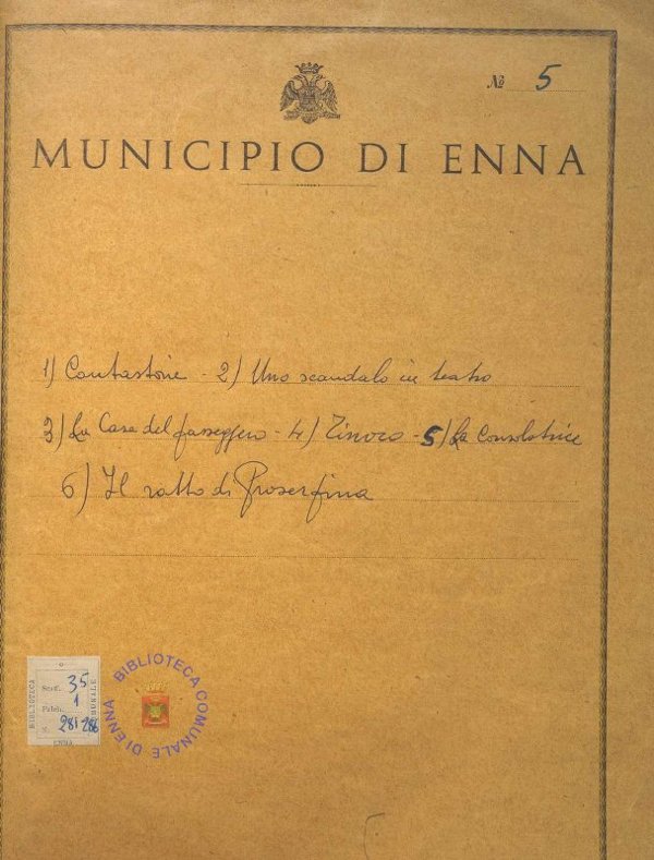 SEZ.SAV. 35.1.281 - CANTASTORIE. UN ATTO IN DUE QUADRI. NINO SAVARESE