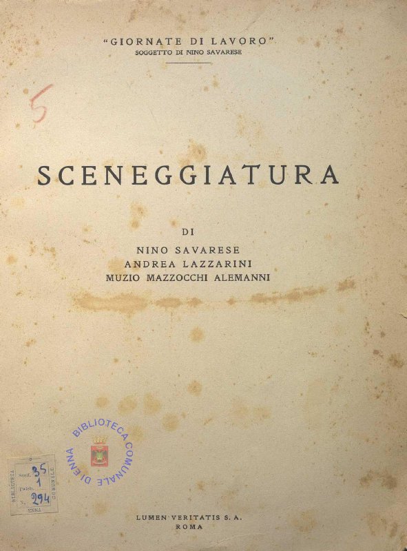 SEZ.SAV. 35.1.294 - SCENEGGIATURA DI NINO SAVARESE