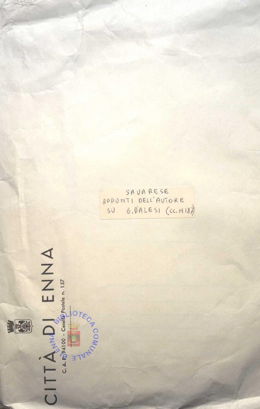 SEZ.SAV. CC.M.187 - APPUNTI STORICI SULL’AUTORE G.D’ALESI. NINO SAVARESE