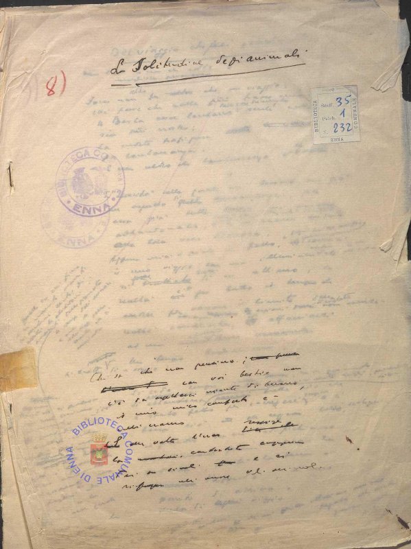 SEZ.SAV. 35.1.232 - LA SOLITUDINE DEGLI ANIMALI