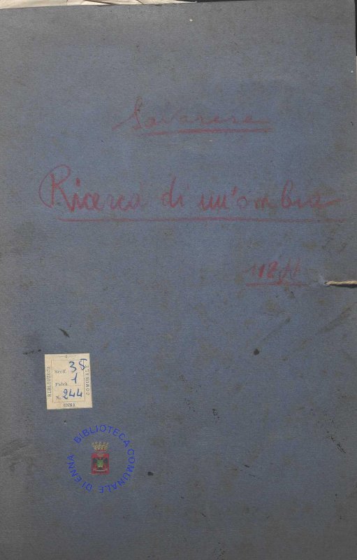 SEZ.SAV. 35.1.244 - RICERCA DI UN’OMBRA. NINO SAVARESE