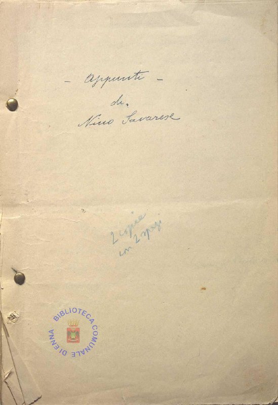SEZ.SAV. 35.1.236 - APPUNTI. NINO SAVARESE