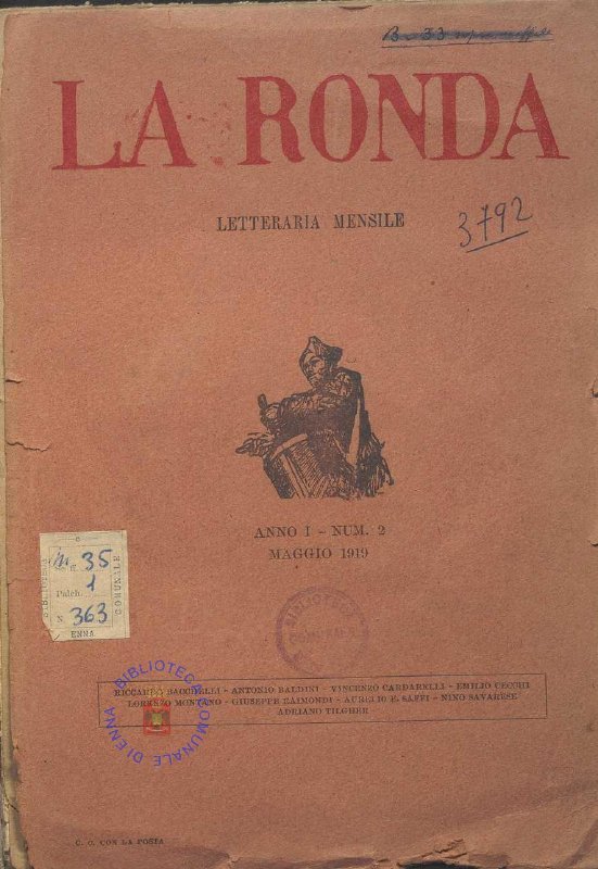 SEZ.SAV. 35.1.363 - LA RONDA, RIVISTA CON AUTORE, TRA GLI ALTRI, NINO SAVARESE.NUM. 2. 1939