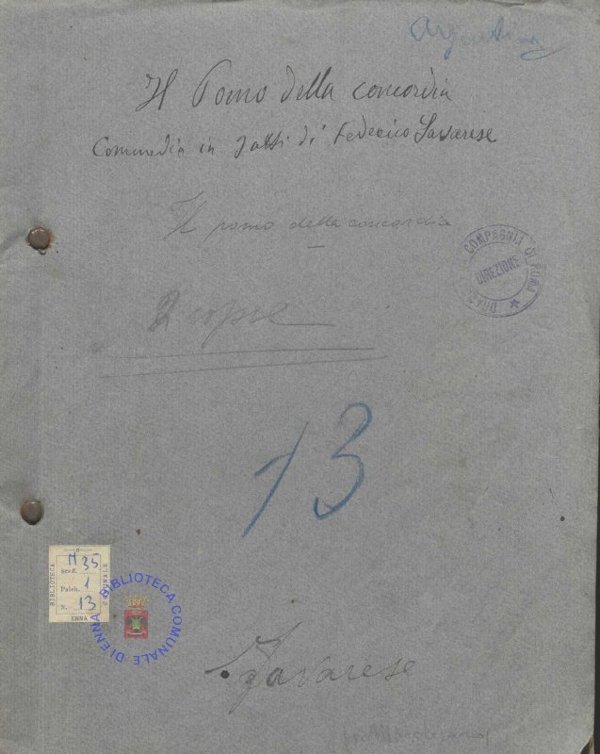 SEZ.SAV. M. 35.1.13 - IL POMO DELLA CONCORDIA. FEDERICO SAVARESE