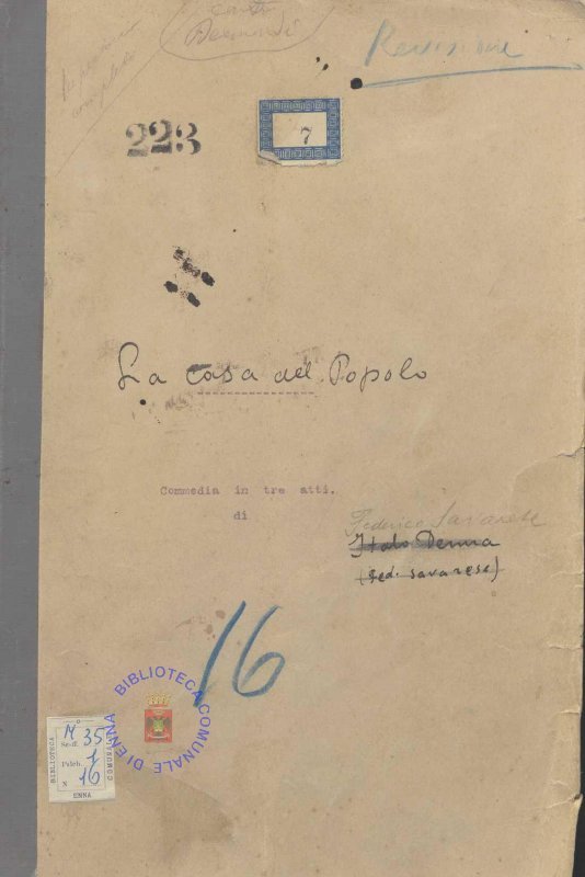 SEZ.SAV. M. 35.1.16 - LA CASA DEL POPOLO. FEDERICO SAVARESE