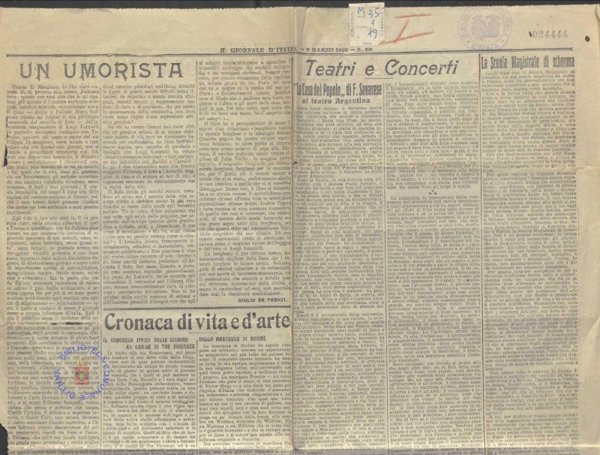 SEZ.SAV. M. 35.1.19 - RITAGLI DI GIORNALE SU FEDERICO SAVARESE