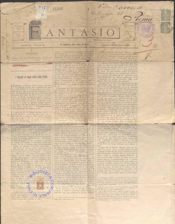 SEZ.SAV. M. 35.1.20 - RITAGLI DI GIORNALE SU FEDERICO SAVARESE