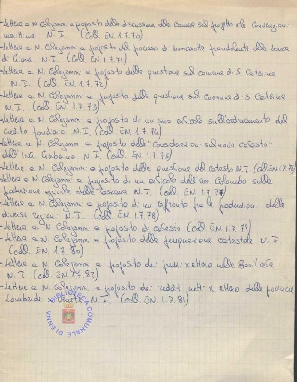 EN.1.7.38-54 - NAPOLEONE COLAJANNI, LETTERE, LIBRI, RIVISTE