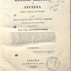A.1.3.16 - STORIA CRITICA DI SICILIA VOLUME SECONDO PARTE PRIMA