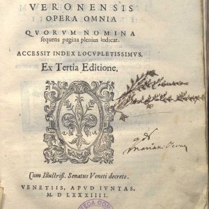 C.36.2.19 - HIERONYMI FRACASTORII VERONENSIS, OPERA OMNIA