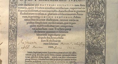 PANDECTAE MEDICINAE, MATTHAEUS SILVATICUS