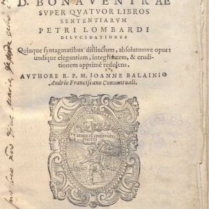 C.36.3.14 - SENTENZE DI PIETRO LOMBARDO, SAN BONAVENTURA
