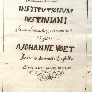 Cm.Ms.B.8 - T.JJOHANN-ELEMENTA IURIS SECUNDUM ORDINEM INSTITUTIONUM IUSTINIANI