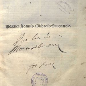 Inc.35.C.7 - SAVONAROLA, MICHAEL, PRATICA DE AEGRITUDINIBUS. VENEZIA 1497
