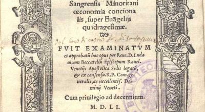 ECONOMIA DEI SERMONI. FRANCESCO CANOFILO DA SANGRENFIS. 1551