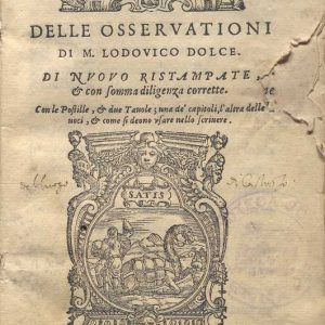 C.34.2.13 - I QUATTRO LIBRI DELLE OSSERVAZIONI. M. LODOVICO DOLCE. 1579