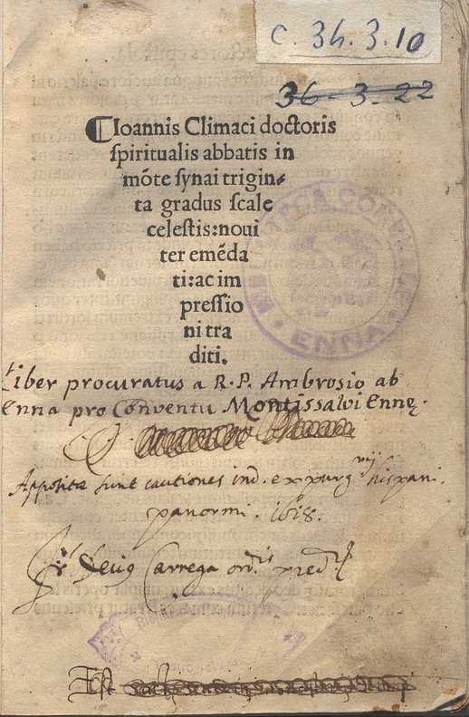 C.34.3.10 – IN MONTE SYNAI. CLIMACO G. 1518