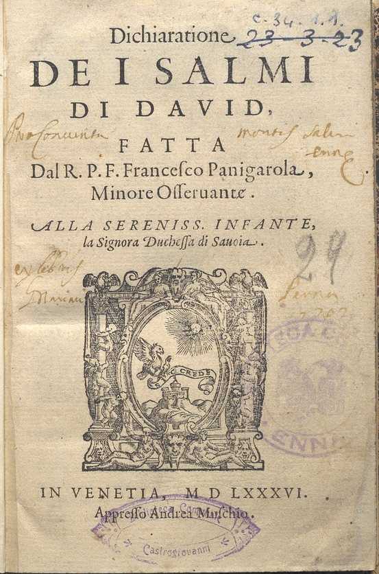 C.34.a.1.1 – DICHIARAZIONE DEI SALMI DI DAVID. F. PANIGAROLA. 1586