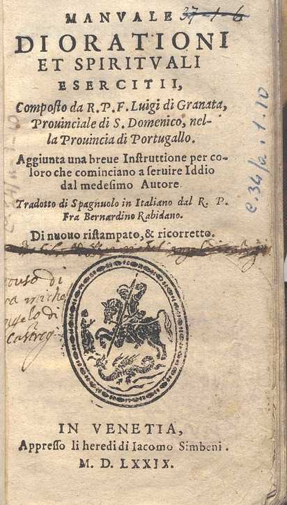 C.34.a.1.10 – ORATIONI. LUIGI GRANATA.1579