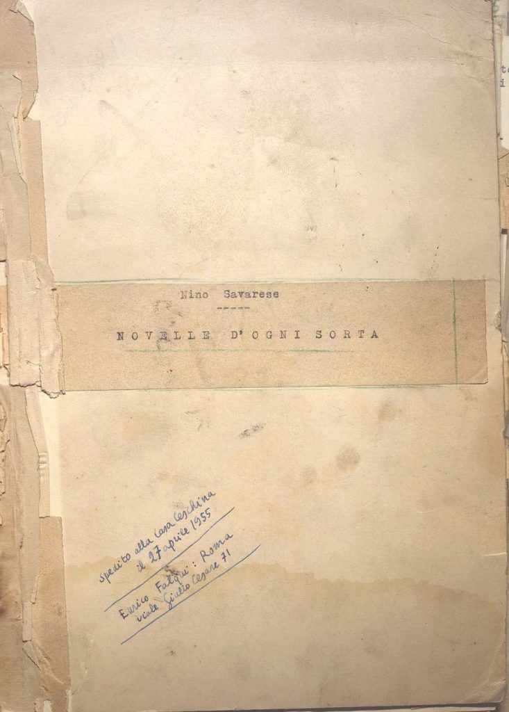 SEZ. SAV. .35.1.222-226 – MANOSCRITTO NOVELLE DI OGNI SORTA.NINO SAVARESE