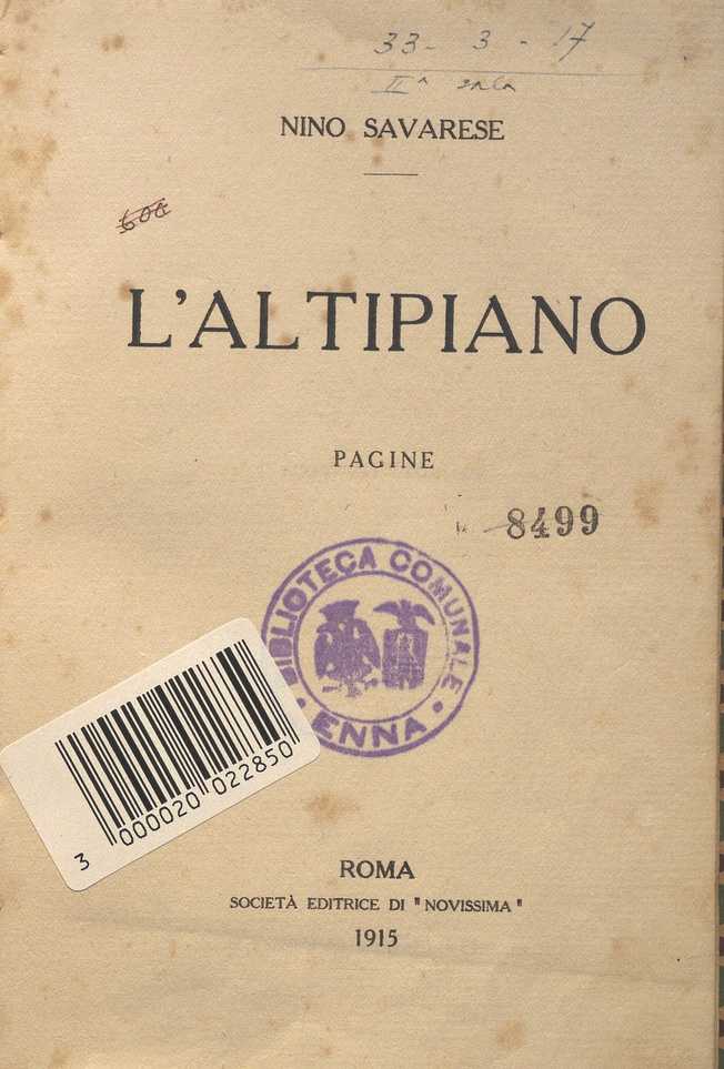 SEZ. SAV. 1 – L’ALTIPIANO. NINO SAVARESE.1915