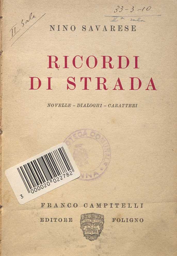 SEZ. SAV. 12 – RICORDI DI STRA. NINO SAVARESE. 1922