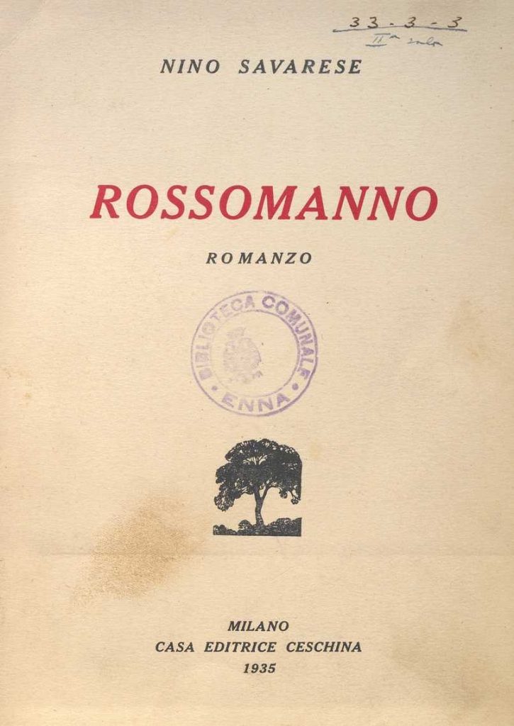 SEZ. SAV. 3 – ROSSOMANNO. NINO SAVARESE. 1935