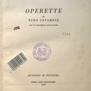 SEZ. SAV. 3.BIS - OPERETTE. NINO SAVARESE. 1933