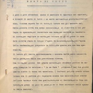 SEZ. SAV. M.35.2.9 - DATTILOSCRITTO SERVO DI TUTTI. NINO SAVARESE. 1939-40