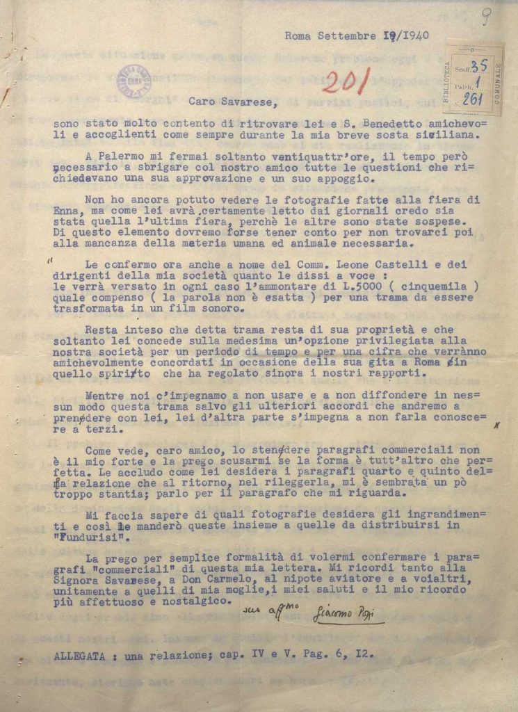 SEZ.SAV. 35.1.261 – LETTEREDOCUMENTI DI NINO SAVARESE