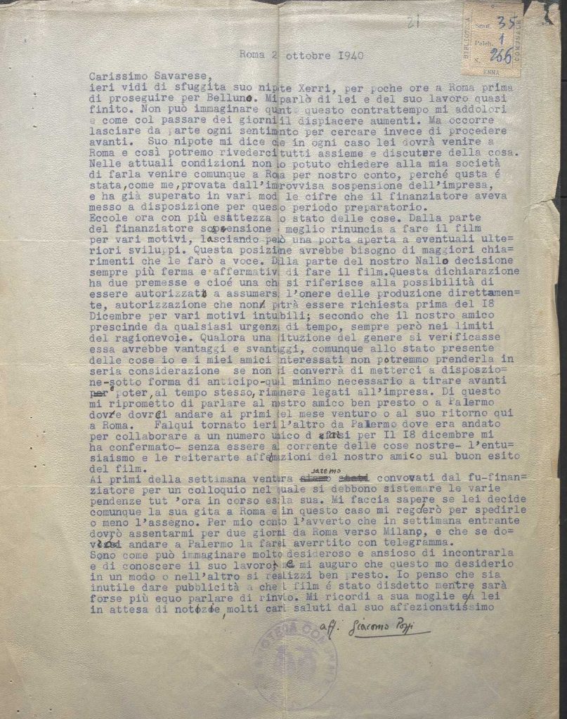 SEZ.SAV. 35.1.266 – LETTEREDOCUMENTI DI NINO SAVARESE