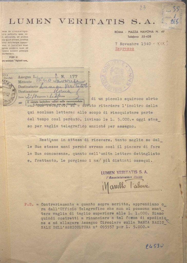 SEZ.SAV. 35.1.268 – LETTEREDOCUMENTI DI NINO SAVARESE
