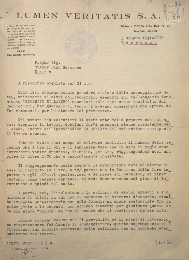 SEZ.SAV. 35.1.271 – LETTEREDOCUMENTI DI NINO SAVARESE