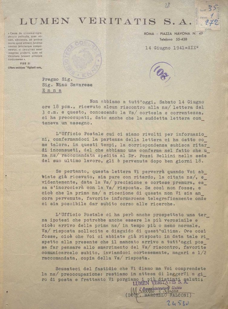SEZ.SAV. 35.1.272 – LETTEREDOCUMENTI DI NINO SAVARESE