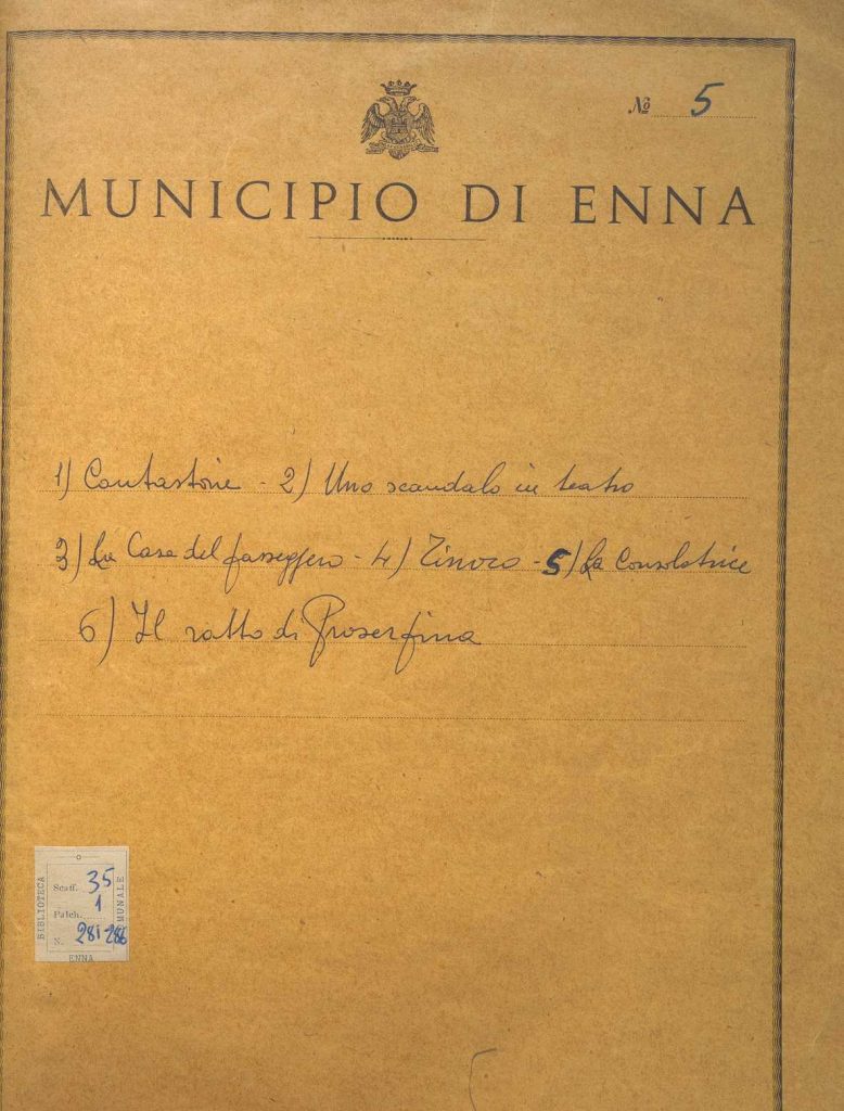 SEZ.SAV. 35.1.281 – CANTASTORIE. UN ATTO IN DUE QUADRI. NINO SAVARESE