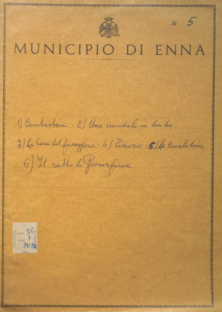 SEZ.SAV. 35.1.282 – UNO SCANDALO A TEATRO. FARSA IN TRE QUADRI. NINO SAVARESE