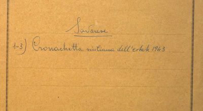 SEZ.SAV. 35.1.287-289 – CRONACHETTA SICILIANA DELL’ESTATE 1943. NINO SAVARESE