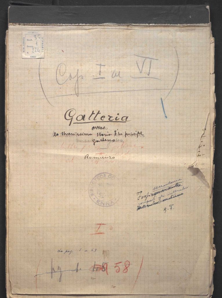 SEZ.SAV.35.1.224 – MANOSCRITTO “GATTERIA”. NINO SAVARESE. 1925